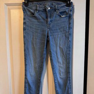 AE high rise skinny lighter wash jeans